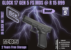 GLOCK 17 GEN 5 MOS FS, GLOCK 17 GEN 5, available at Tac SHAC Northcliff, firearm shop, gun shop, personal defence, glock, for sale
