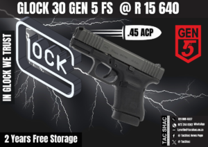 GLOCK 30 GEN 5 FS, available at Tac SHAC Northcliff, firearm shop, gun shop, personal defence, glock, glock shop, for sale, 45 ACP