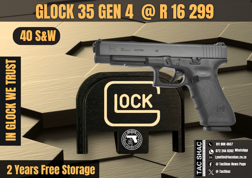 GLOCK 35 GEN 4, available at Tac SHAC Northcliff, firearm shop, gun shop, personal defence, glock, glock shop, for sale, 40 S&W