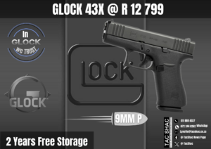 GLOCK 43X FS, available at Tac SHAC Northcliff, firearm shop, gun shop, personal defence, glock, glock shop, for sale