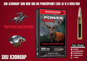 WINCHESTER 308 WIN 180 GR PM BOND SX, available at Tac SHAC Northcliff, firearm shop, gun shop, ammunition, for sale, johannesburg, pretoria, buy online, winchester, 308
