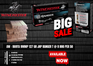 WINCHESTER RA9TA 127 RANGERS, available at Tac SHAC Northcliff, firearm shop, gun shop, personal defence, ammunition, 9mm, handgun, for sale, johannesburg, pretoria, buy online