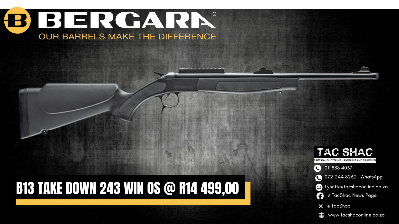 BERGARA B13 TAKEDOWN 243 WIN - Buy at TacSHAC - firearms for sale - proficiency training - Johannesburg - Pretoria
