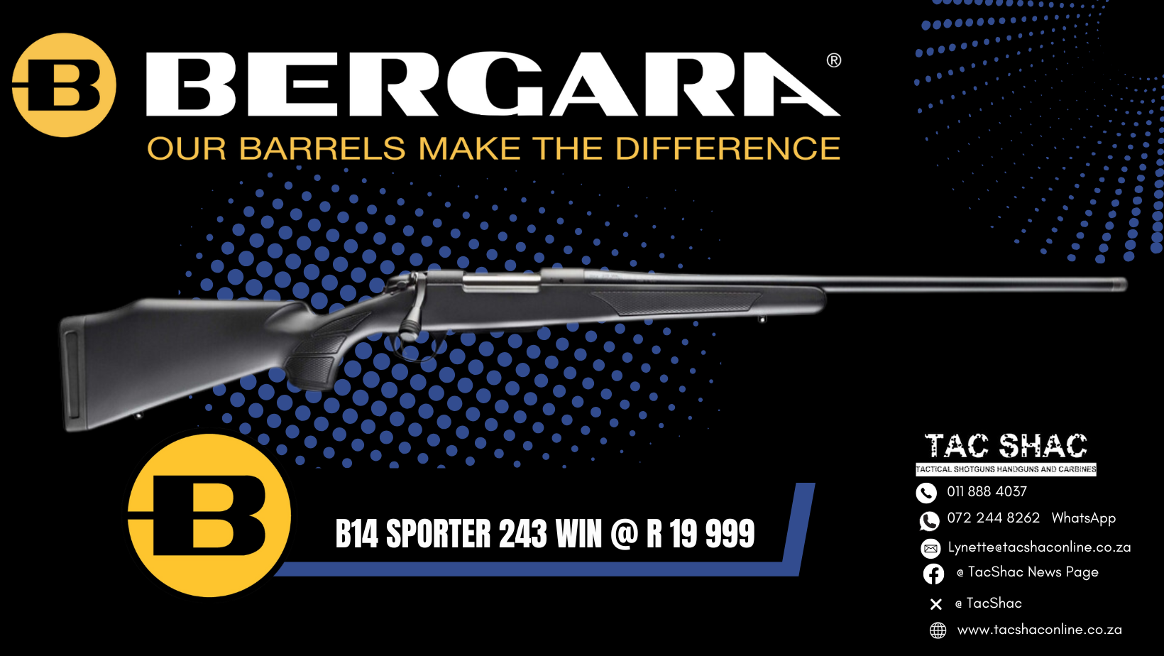 BERGARA B14 SPORTER 243 WIN - Buy at TacSHAC - firearms for sale - proficiency training - Johannesburg - Pretoria