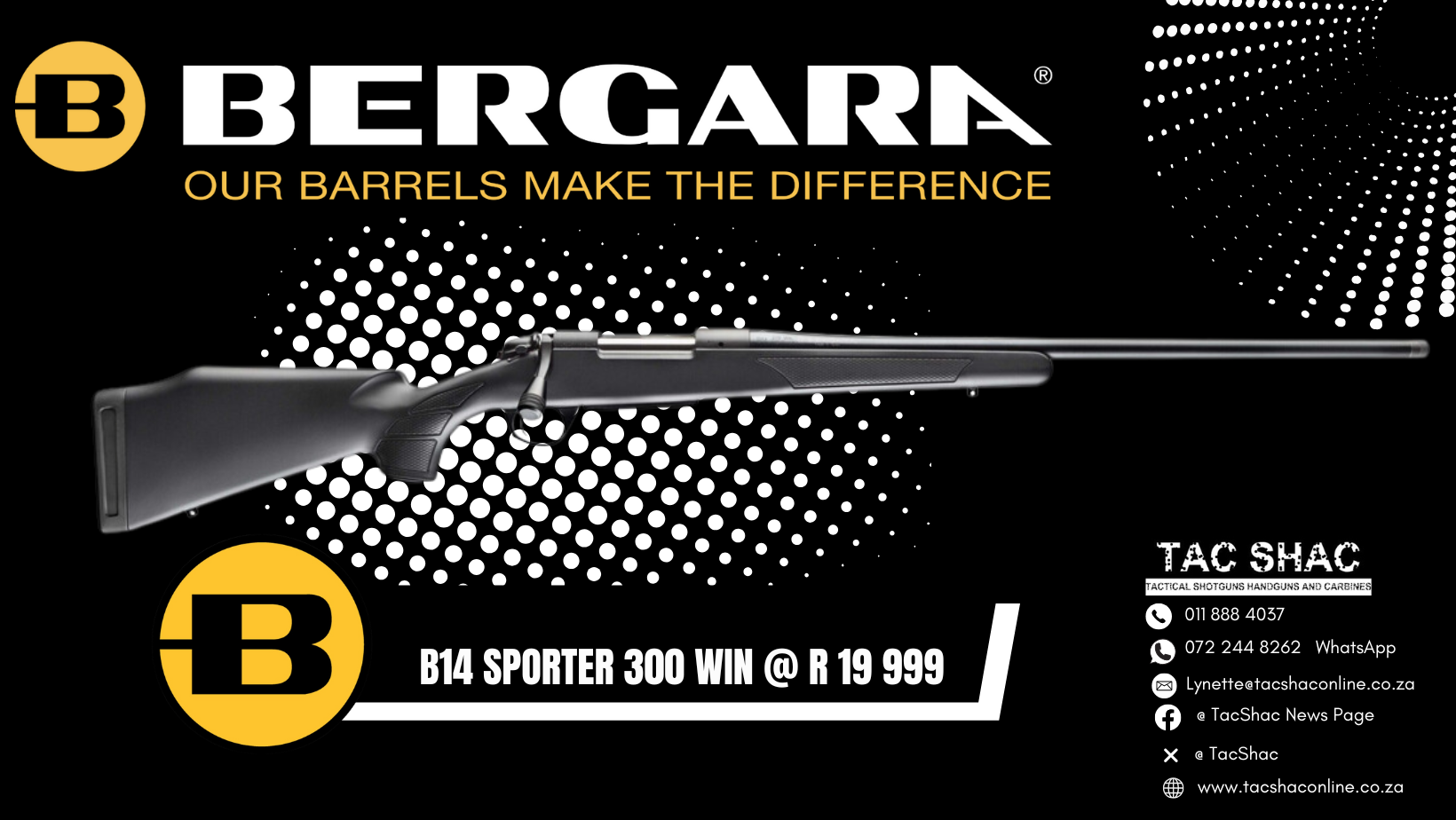 BERGARA B14 SPORTER 300 WIN - Buy at TacSHAC - firearms for sale - proficiency training - Johannesburg - Pretoria