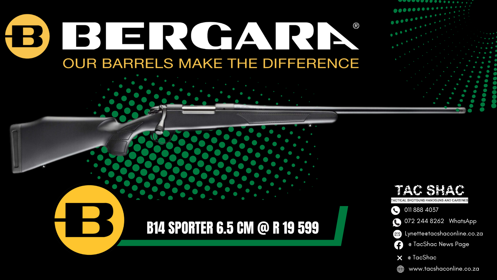 BERGARA B14 SPORTER 6-5 CM - Buy at TacSHAC - firearms for sale - proficiency training - Johannesburg - Pretoria
