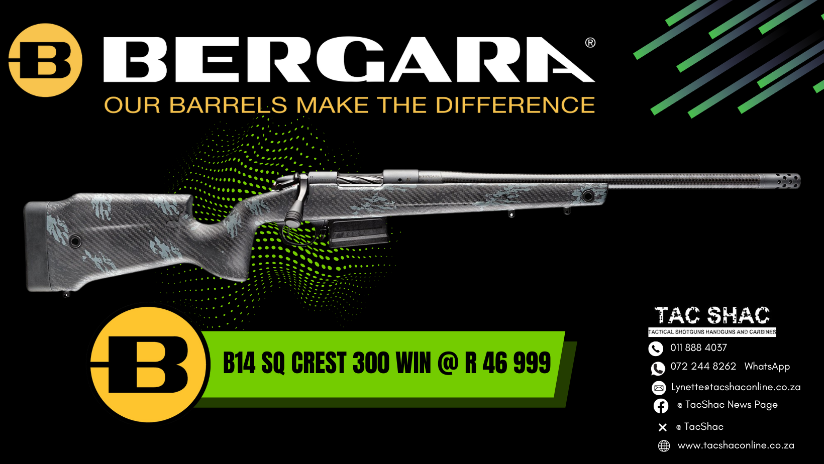 BERGARA B14 SQ CREST3 300 WIN - Buy at TacSHAC - firearms for sale - proficiency training - Johannesburg - Pretoria