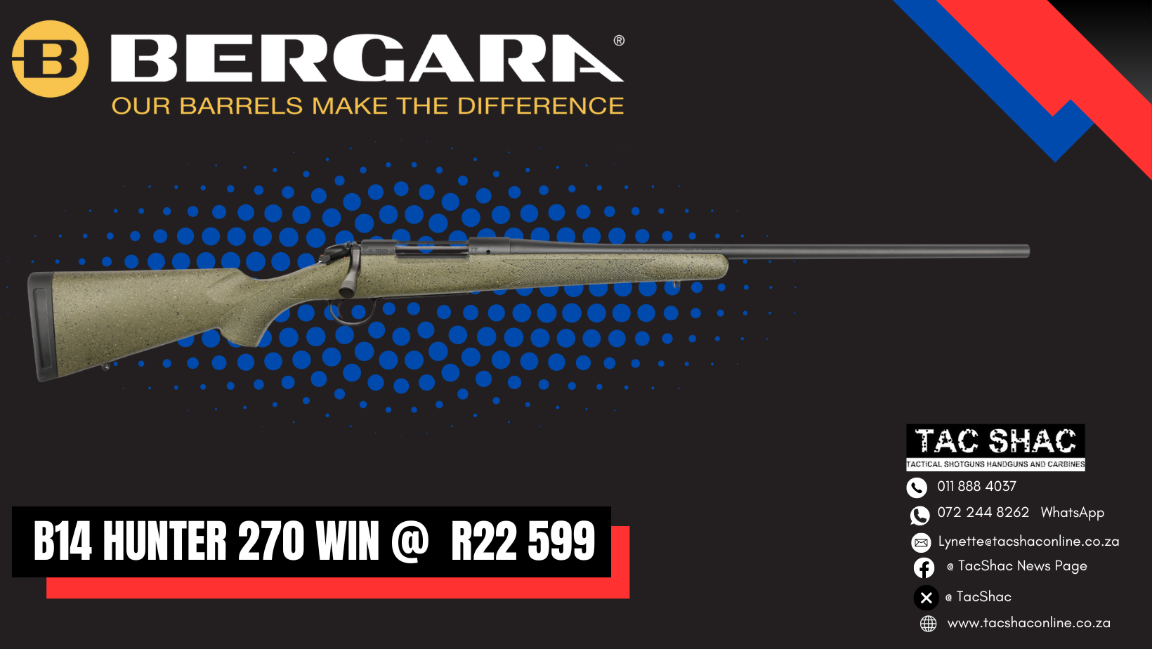 BERGARA HUNTER 270 WIN - Buy at TacSHAC - firearms for sale - proficiency training - Johannesburg - Pretoria