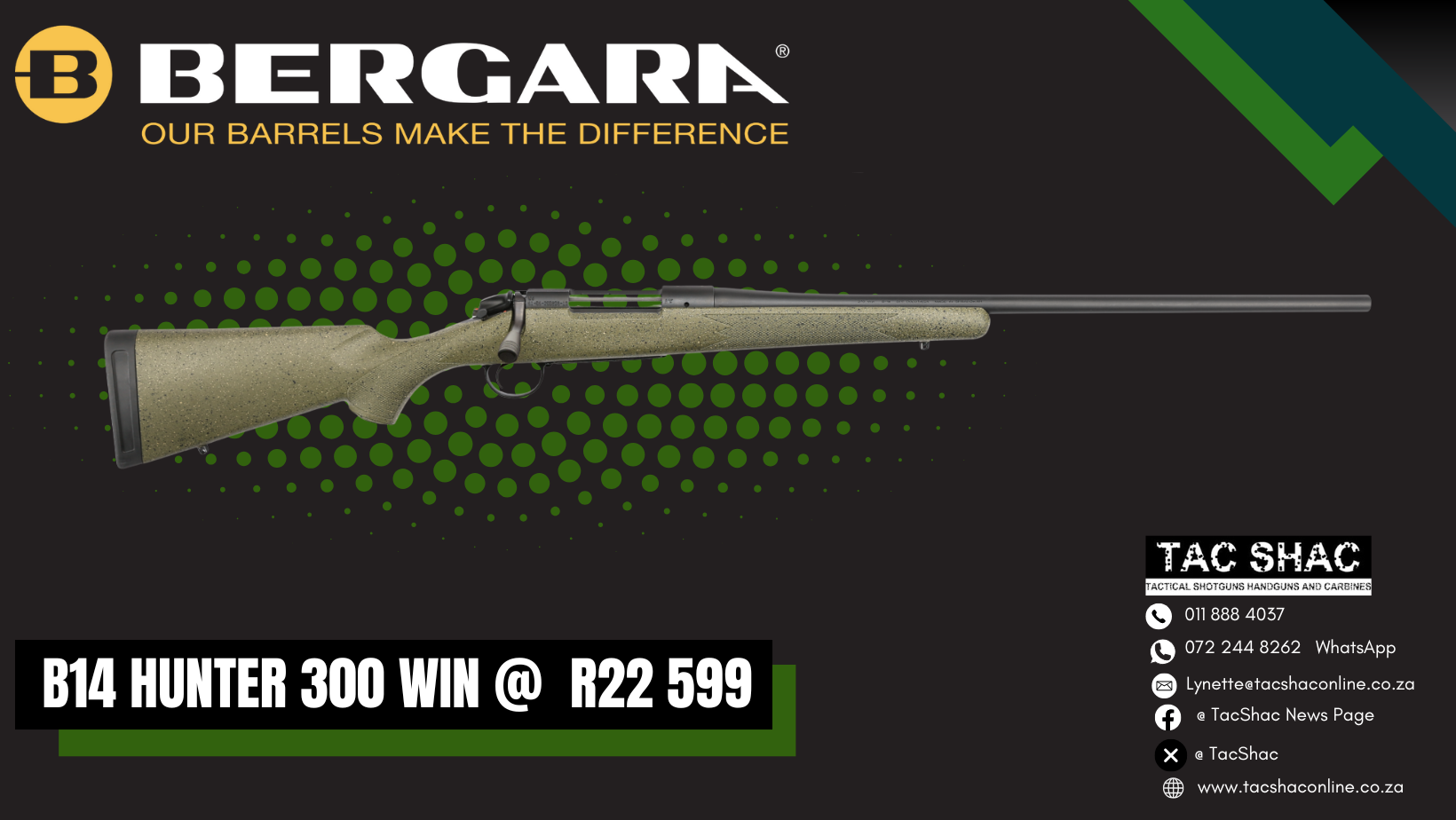 BERGARA HUNTER 300 WIN - Buy at TacSHAC - firearms for sale - proficiency training - Johannesburg - Pretoria