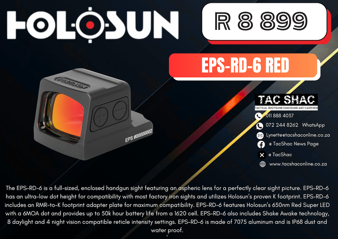 HOLOSUN EPS-RD-6 RED - Available at TacSHAC - firearm shop - firearm training