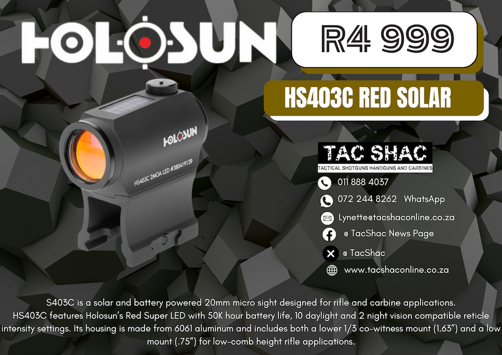HOLOSUN HS403C RED SOLAR - Available at TacSHAC - firearm shop - firearm training