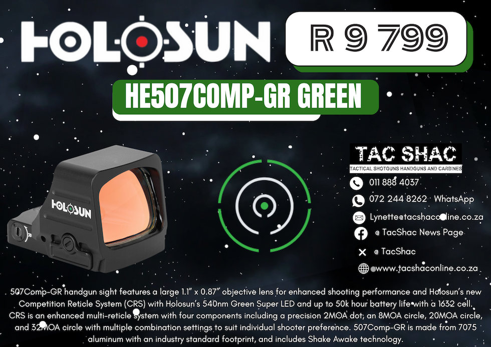 HOLOSUN HS507COMP GREEN - Available at TacSHAC - firearm shop - firearm training